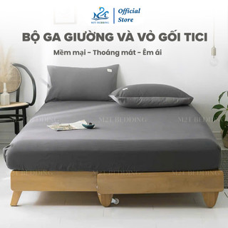 [TẶNG VỎ GỐI ÔM] Bộ ga giường và 2 vỏ gối nằm Cotton Tici M2T BEDDING - Ga giường bo chun theo yêu cầu