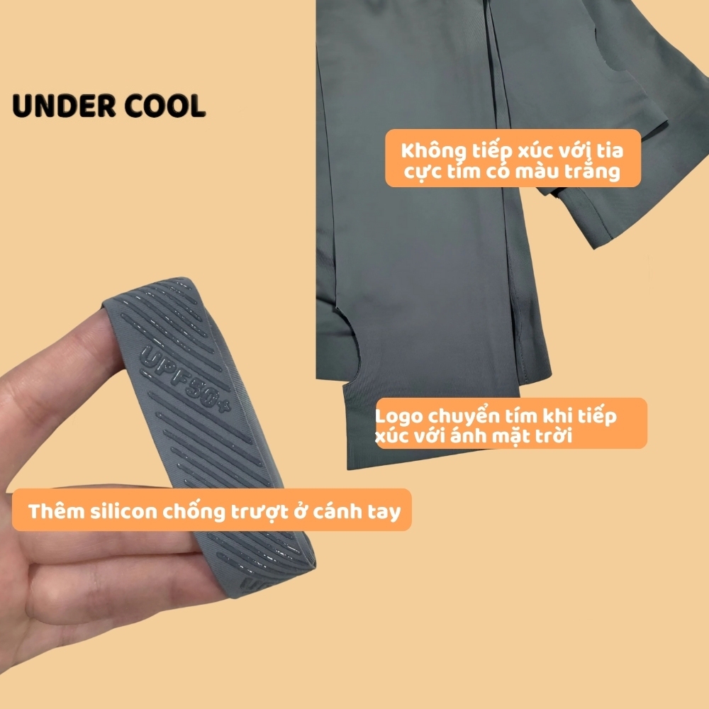 Găng Tay Ống Chống Nắng Chất Su Mát UNDERCOOL Logo Đổi Màu Phát Hiện Tia UV UPF50+ Dành Cho Nam và Nữ OT07