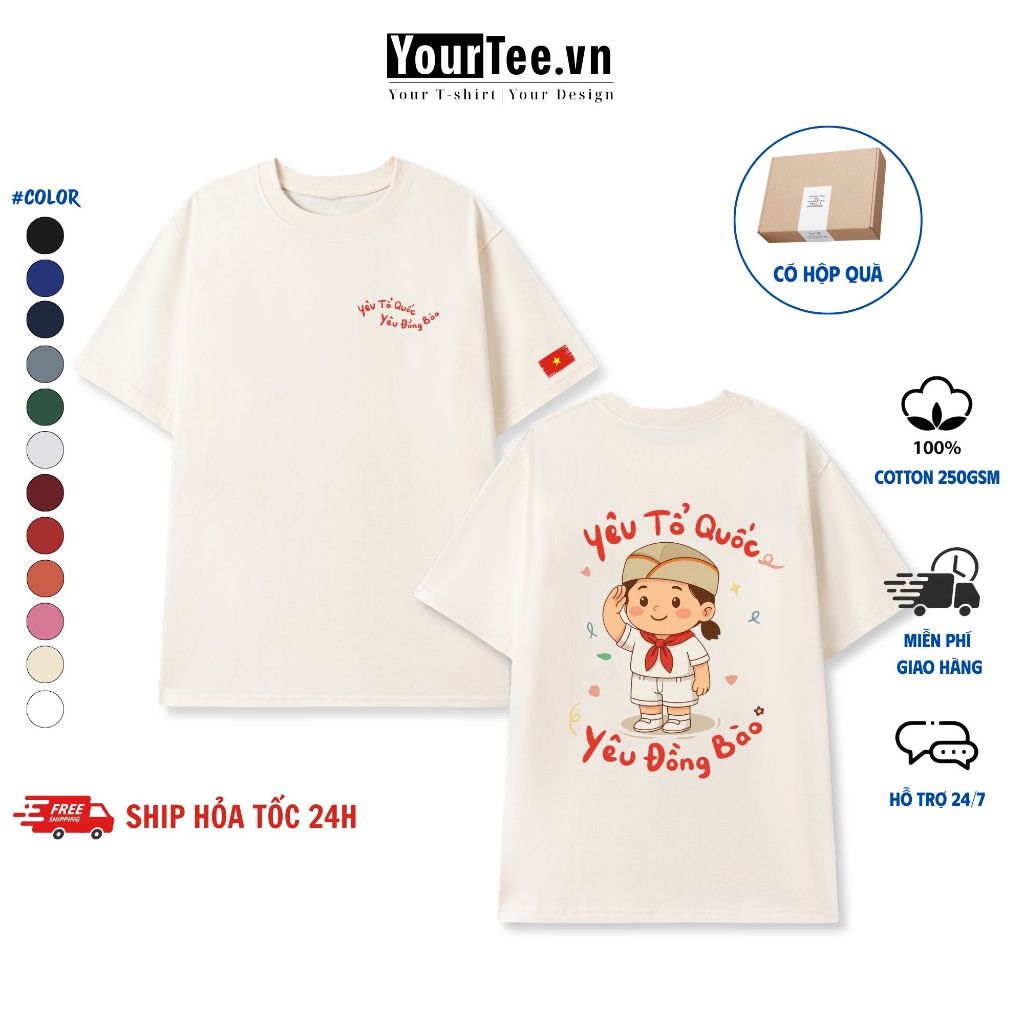 [ÁO THUN YÊU TỔ QUỐC VIỆT NAM] Áo Thun Việt Nam Thấm Hút Mồ Hôi Chất Liệu Cotton 100% 250GSM Thấm Hút Mồ Hôi YTVN2604