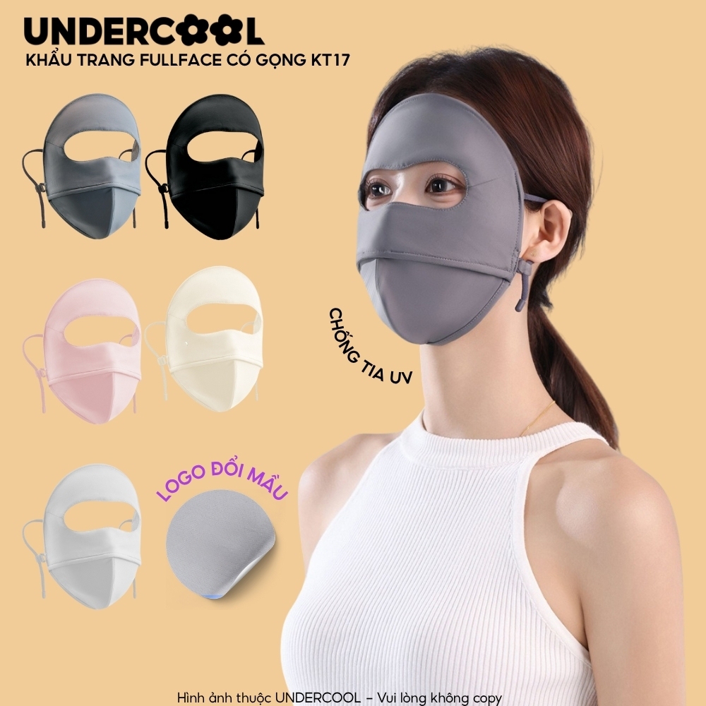 Khẩu trang fullface có gọng chống nắng UPF100+ UNDERCOOL, toàn mặt thiết kế 3D mát lạnh, chống tia UV KT17