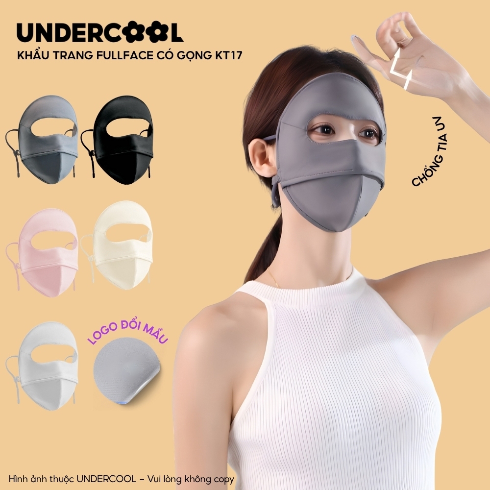 Khẩu trang fullface có gọng chống nắng UPF100+ UNDERCOOL, toàn mặt thiết kế 3D mát lạnh, chống tia UV KT17