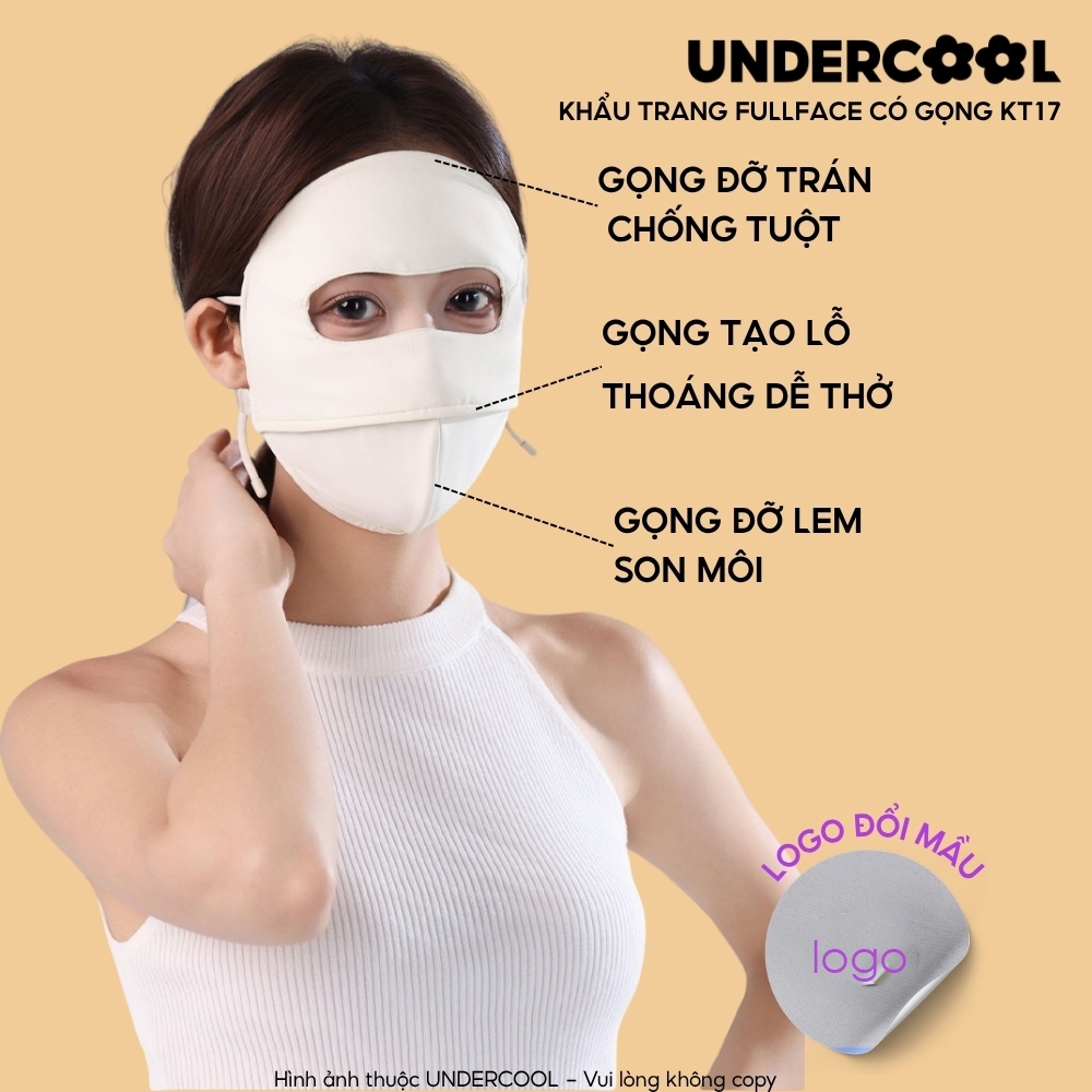 Khẩu trang fullface có gọng chống nắng UPF100+ UNDERCOOL, toàn mặt thiết kế 3D mát lạnh, chống tia UV KT17