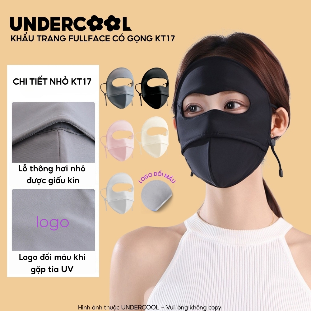 Khẩu trang fullface có gọng chống nắng UPF100+ UNDERCOOL, toàn mặt thiết kế 3D mát lạnh, chống tia UV KT17