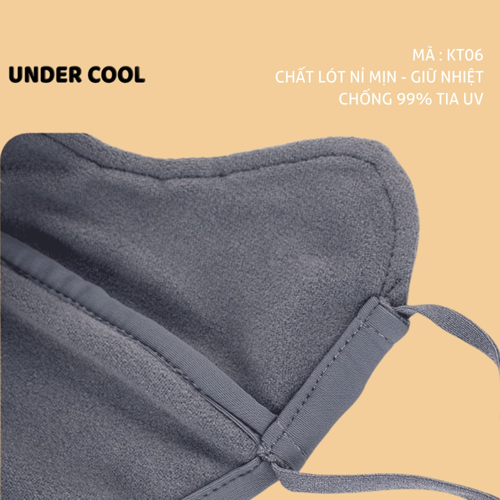 Khẩu Trang Thời Trang Unisex Cao Cấp UNDERCOOL Vải Nỉ Mềm Dây Đeo Rút Co Giãn Kháng Khuẩn, Chống Tia UV Dày Dặn - KT06