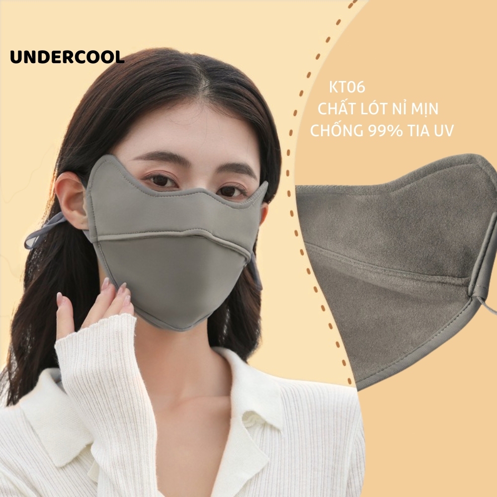 Khẩu Trang Thời Trang Unisex Cao Cấp UNDERCOOL Vải Nỉ Mềm Dây Đeo Rút Co Giãn Kháng Khuẩn, Chống Tia UV Dày Dặn - KT06