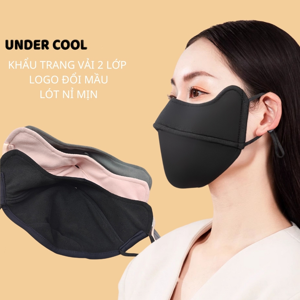 Khẩu Trang Thời Trang Unisex Cao Cấp UNDERCOOL Vải Nỉ Mềm Dây Đeo Rút Co Giãn Kháng Khuẩn, Chống Tia UV Dày Dặn - KT06