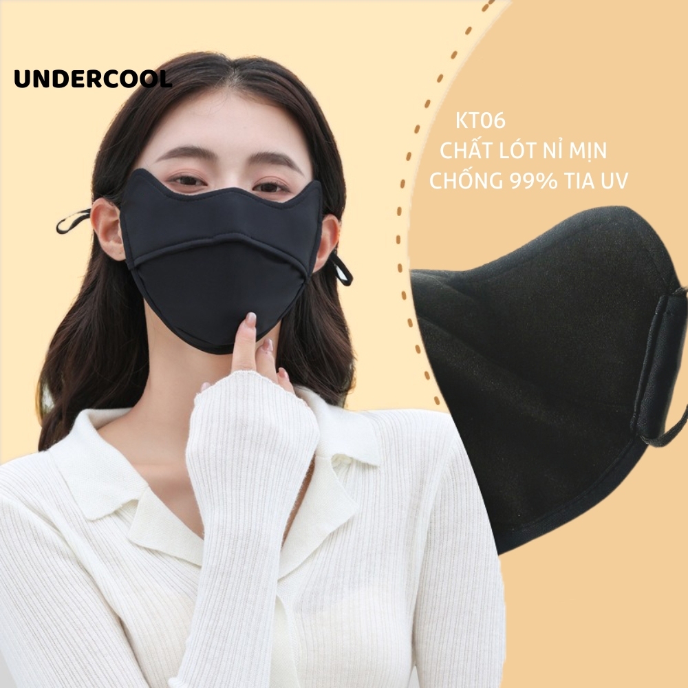 Khẩu Trang Thời Trang Unisex Cao Cấp UNDERCOOL Vải Nỉ Mềm Dây Đeo Rút Co Giãn Kháng Khuẩn, Chống Tia UV Dày Dặn - KT06