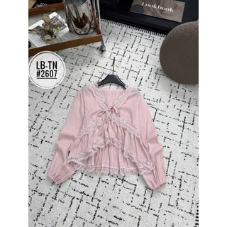 Áo sơ mi babydoll cổ V viền ren dài tay/cộc tay style bánh bèo #2607