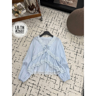Áo sơ mi babydoll cổ V viền ren dài tay/cộc tay style bánh bèo #2607