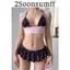 2Soonsumff Bikini 3 mảnh họa tiết trái tim buộc dây phối bèo sexy bộ đồ bơi cao cấp gợi cảm cho nữ