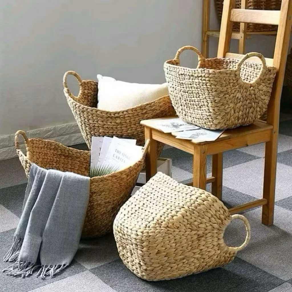 Giỏ lục bình dáng thuyền đựng đồ, decor trang trí nhà cửa