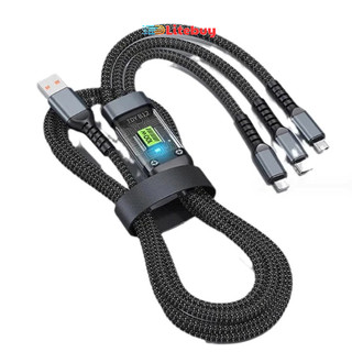 Cáp sạc 3 đầu bọc dù cao cấp sạc nhanh 100w Màn hình kỹ thuật số phukienmk10