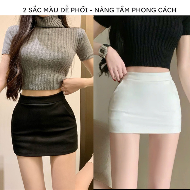 [KÈM LÓT] Chân Váy Ngắn Chữ A Ôm Body Lưng Cao – Váy Mini Basic Tôn Dáng Cá Tính
