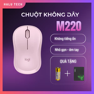 Chuột Không Dây Logitech M220, Chuột Bluetooth Silent Click Êm 90%, Pin 18 Tháng Cho Laptop PC Văn Phòng HALU TECH