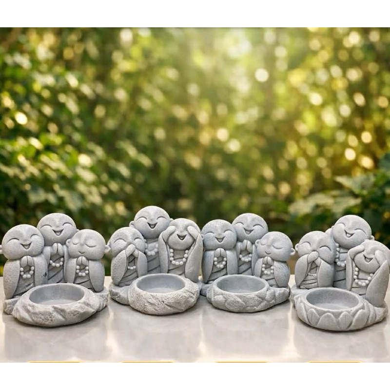 Tượng Chú Tiểu Bê Chậu, Tiểu Cảnh Terrarium, Cao 8,8cm, Tượng Phật Để Bàn, Tượng Đá , Tượng Decor Nhà Cửa, Bể Cá