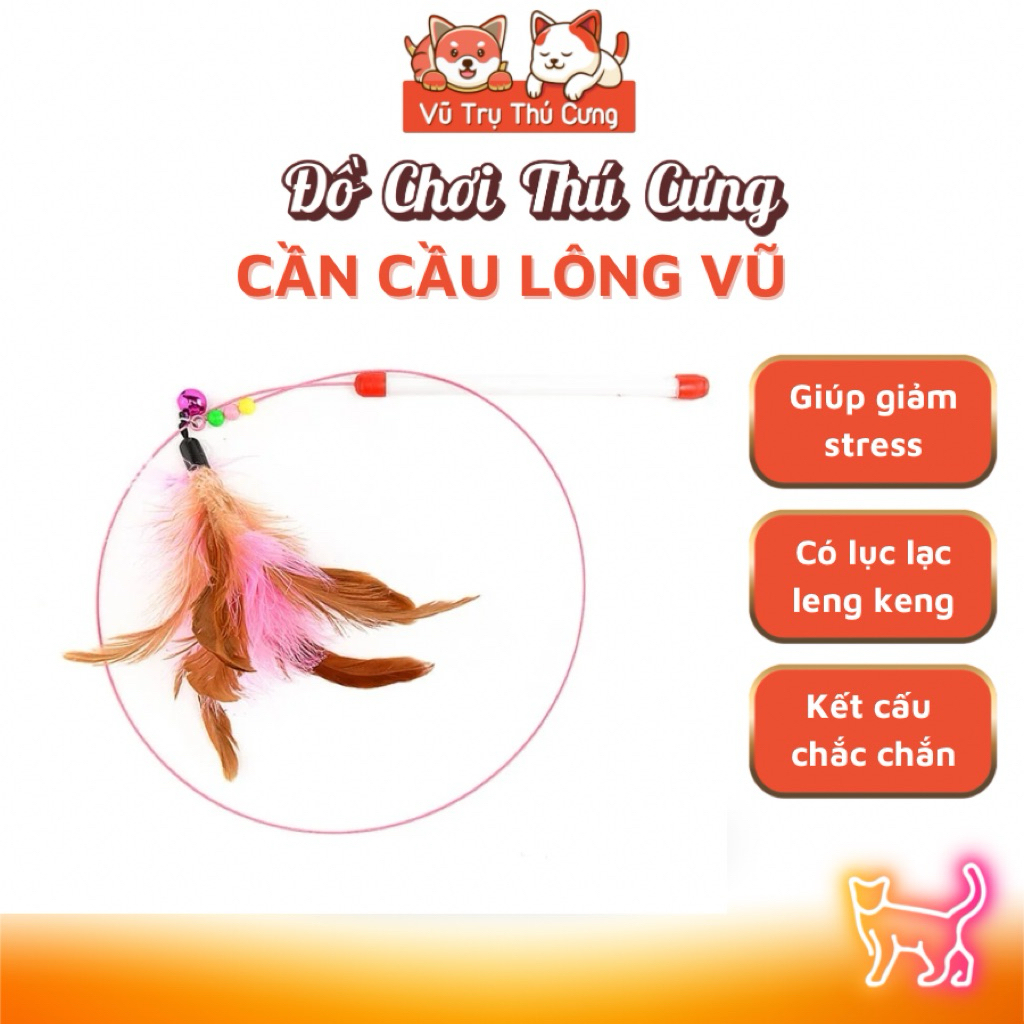 Đồ Chơi Cần Câu Vờn Mèo Lông Vũ Có Chuông Tương Tác