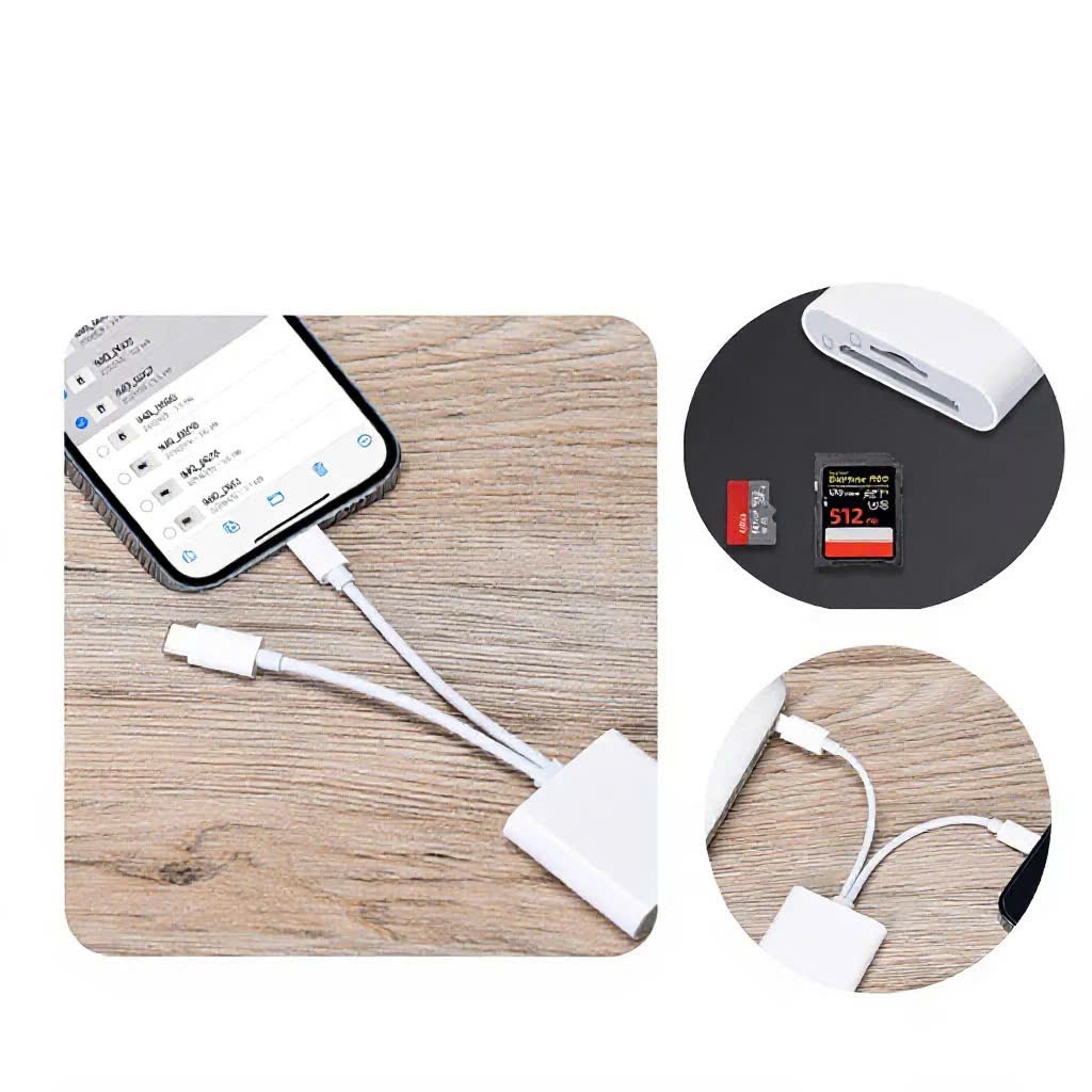 Đầu đọc thẻ nhớ SD TF 2 trong 1 cho điện thoại iPhone/Android/Máy Ảnh/v.v tương thích với tất cả các thiết bị