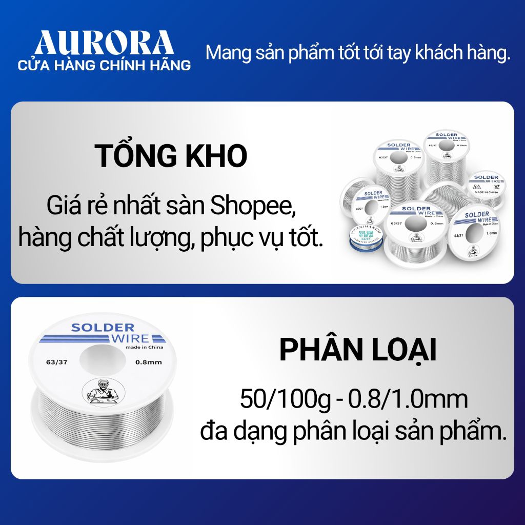 Cuộn thiếc hàn Solder Wire lõi 0.8mm, 1.0mm - cuộn 10g,50g,100g