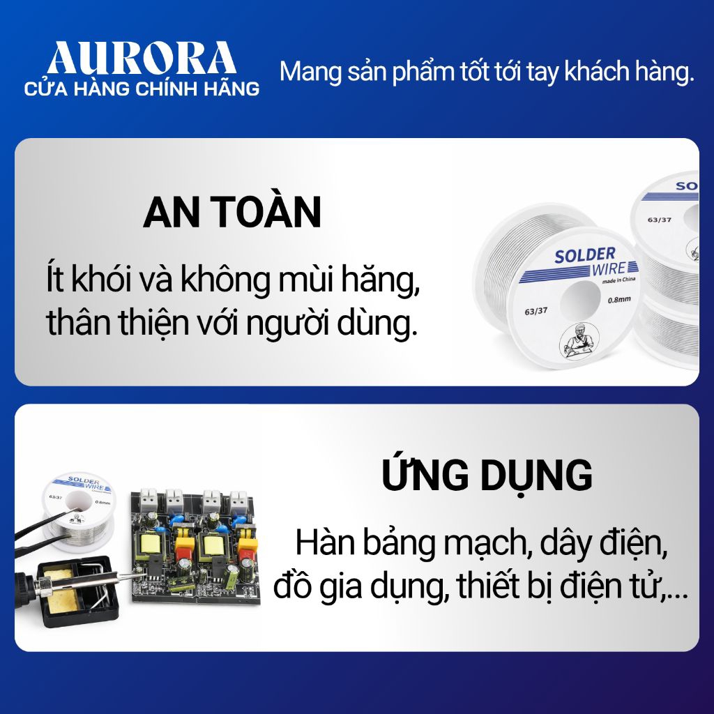 Cuộn thiếc hàn Solder Wire lõi 0.8mm, 1.0mm - cuộn 10g,50g,100g