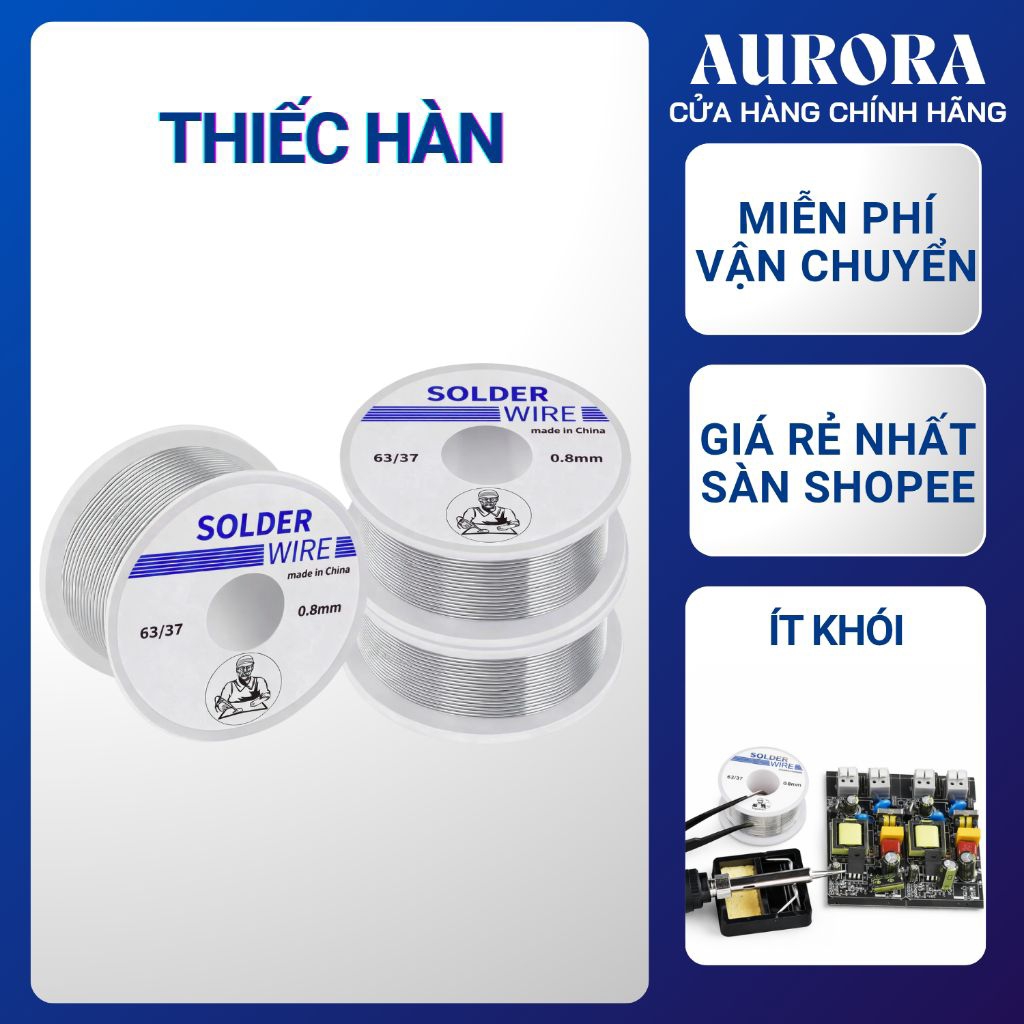 Cuộn thiếc hàn Solder Wire lõi 0.8mm, 1.0mm - cuộn 10g,50g,100g