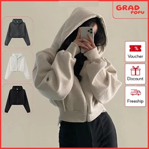 Áo khoác hoodie nỉ GRADPOPU dáng croptop trẻ trung, nỉ Hàn mềm form rộng thoải mái siêu xinh PH4422