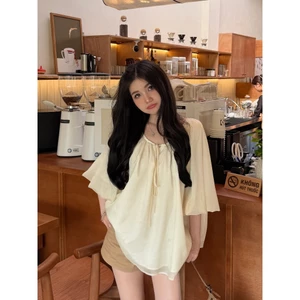 AUTUMN - first leaf top - áo babydoll tay lỡ tằm ánh kim freesize