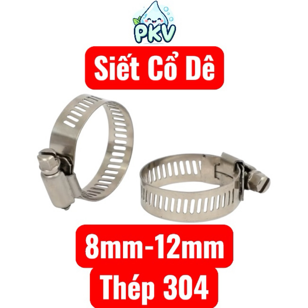 [Giá Rẻ] Combo 10 Thắt Cổ Dê Inox 304 8-12mm – Đai Siết Ống Nước/Ống Khí, Cùm Kẹp Chống Gỉ