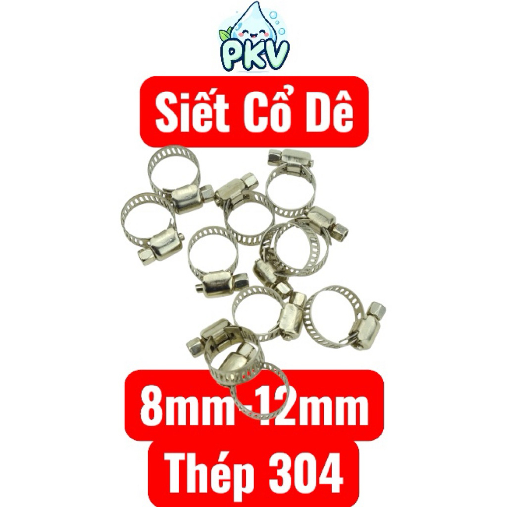 [Giá Rẻ] Combo 10 Thắt Cổ Dê Inox 304 8-12mm – Đai Siết Ống Nước/Ống Khí, Cùm Kẹp Chống Gỉ