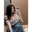 Set áo phối ren bèo quần jeans suông