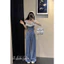 Set áo phối ren bèo quần jeans suông