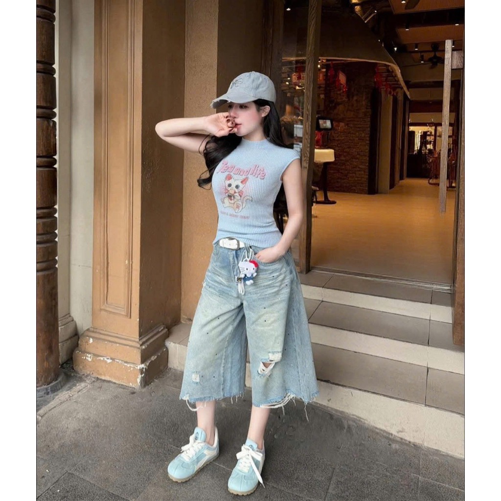 Áo babytee lò xo mèo cute