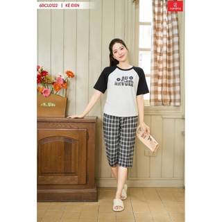 6BCL01Đồ bộ nữ mặc nhà CARDINA chất liệu cotton cao cấp thiết kể lửng hoạ tiết tay raglan trẻ trung 6BCL01