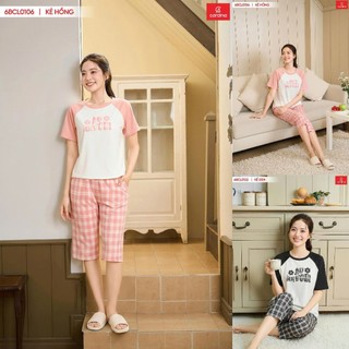6BCL01Đồ bộ nữ mặc nhà CARDINA chất liệu cotton cao cấp thiết kể lửng hoạ tiết tay raglan trẻ trung 6BCL01