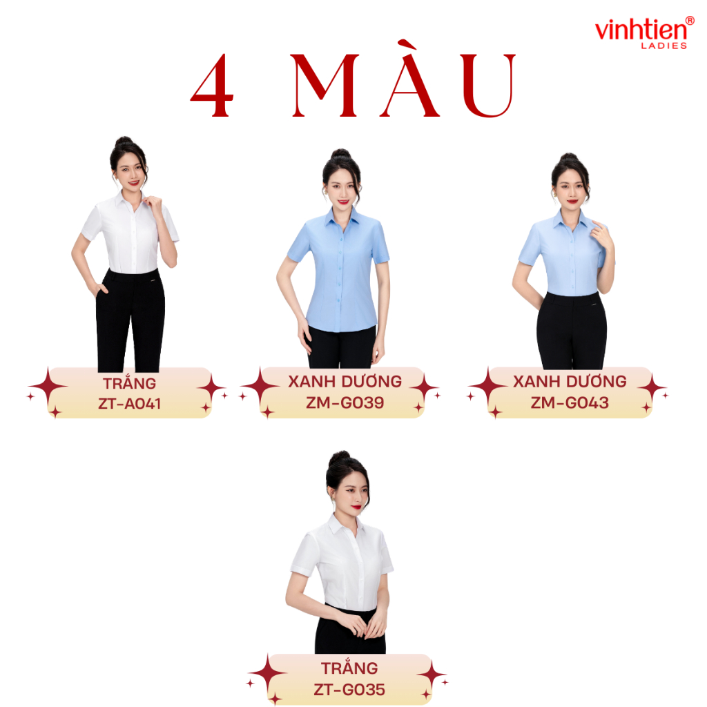 Áo Sơ Mi Ngắn Tay Vĩnh Tiến Ladies Tay Ngắn  Chất Liệu Modal + Spandex Mềm Mại - GTB 495