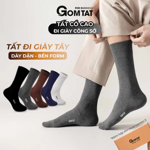 Tất nam cổ cao đi giày tây GOMTAT, vớ công sở màu trơn basic chất cotton - LUX-1803