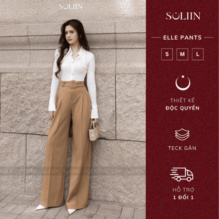 Quần Âu Dáng Dài Ống Suông Thiết Kế SOLIIN Chất Liệu Teck Gân Kèm Đai Vải Thanh Lịch ELLE PANTS