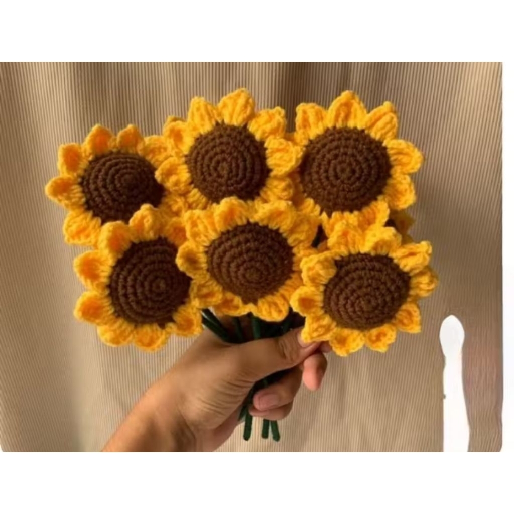 Cành hoa hướng dương len handmade