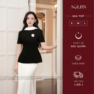 [TẶNG CHARM] Áo Peplum Thiết Kế Cổ Trụ Lụa Tô Châu SOLIIN Đen/Đỏ/Nâu Phong Cách Sang Trọng Thanh Lịch MIA TOP