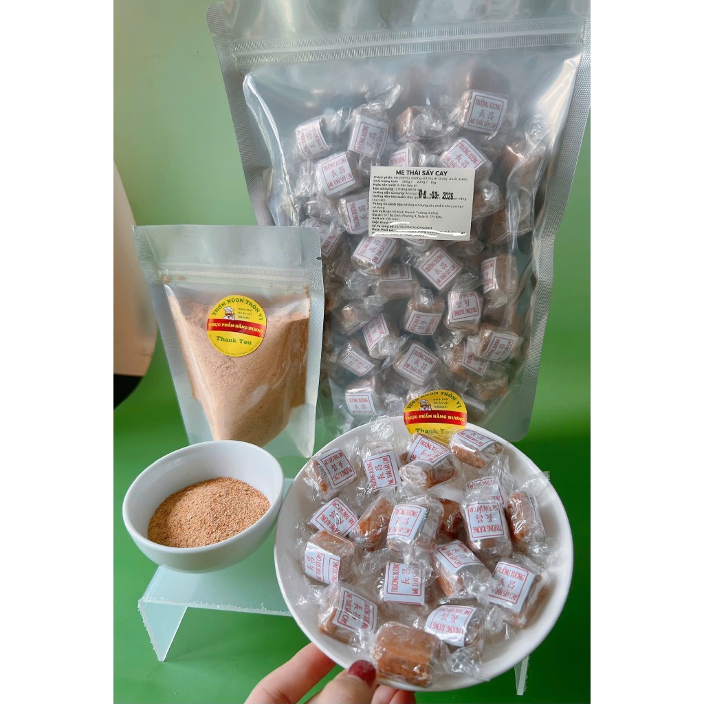 (Tặng Muối) Set 1Kg Kẹo Me Thái sấy cay Trường Xương +  50g Muối Chay