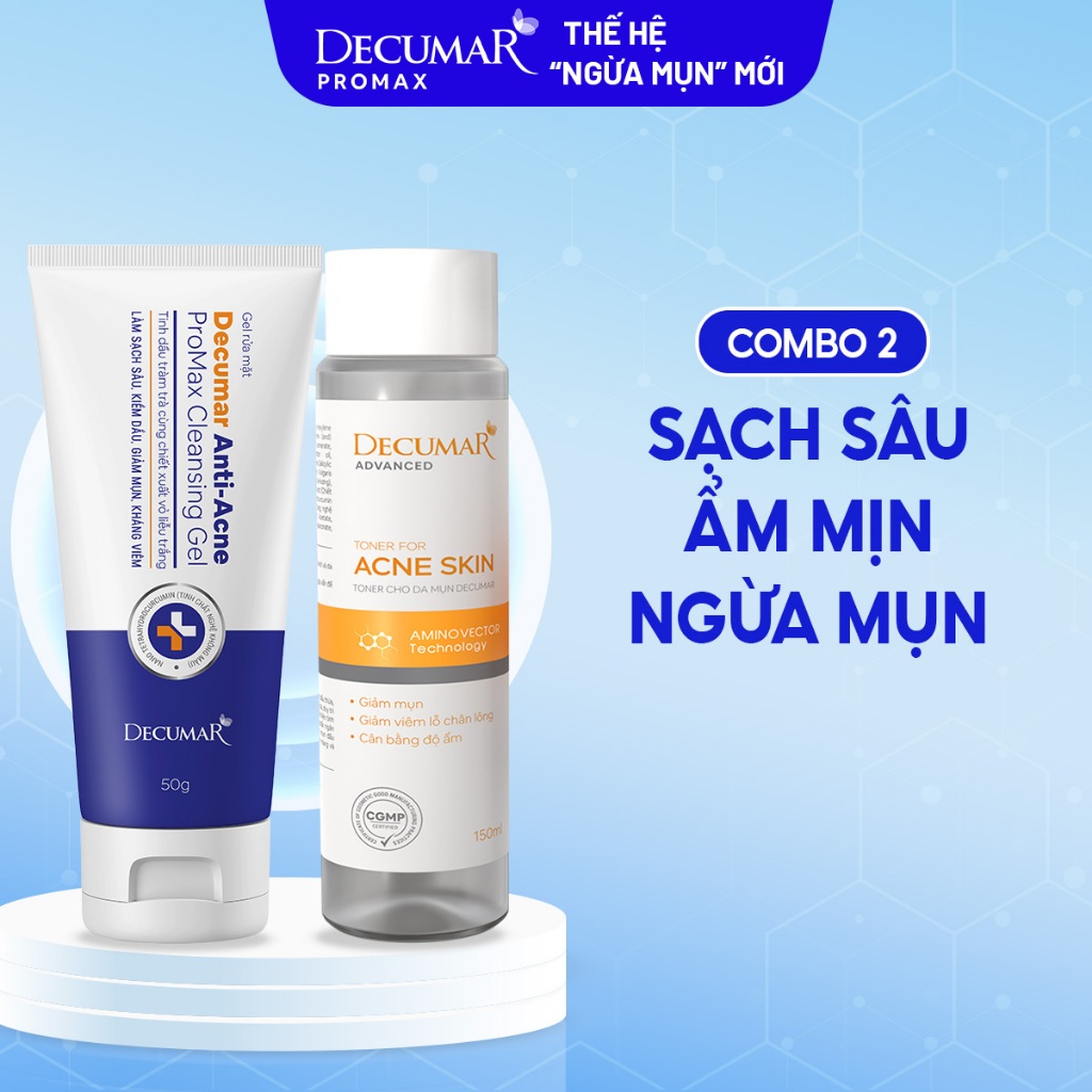 Combo 2 làm sạch, ngừa mụn, kháng khuẩn, thu nhỏ lỗ chân lông Decumar ...