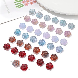 Hạt thủy tinh hình hoa anh đào 14mm lỗ 1mm nhiều màu sắc - 10 hạt/gói handmade
