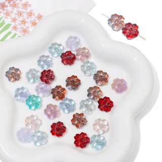 Hạt thủy tinh hình hoa anh đào 14mm lỗ 1mm nhiều màu sắc - 10 hạt/gói handmade