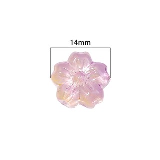 Hạt thủy tinh hình hoa anh đào 14mm lỗ 1mm nhiều màu sắc - 10 hạt/gói handmade