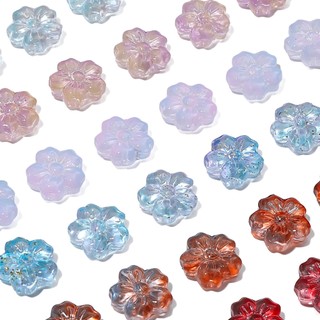 Hạt thủy tinh hình hoa anh đào 14mm lỗ 1mm nhiều màu sắc - 10 hạt/gói handmade