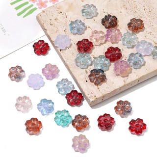 Hạt thủy tinh hình hoa anh đào 14mm lỗ 1mm nhiều màu sắc - 10 hạt/gói handmade