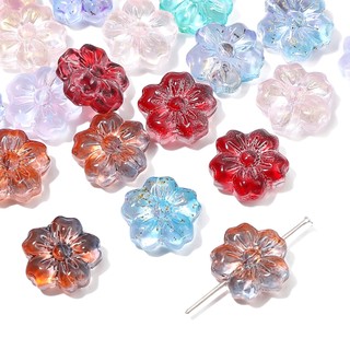 Hạt thủy tinh hình hoa anh đào 14mm lỗ 1mm nhiều màu sắc - 10 hạt/gói handmade