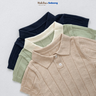 Áo polo cộc tay mỏng len dệt kim cho bé trai, bé gái Hokiha vải len dệt kim mềm mại, thoáng mát size 8-17kg A93