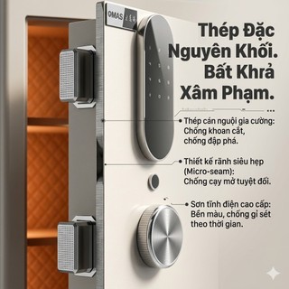 Két Sắt Điện Tử Thông Minh 45x38x32cm - Khóa Vân Tay & Mật Mã Cao Cấp, Lắp Đặt Gắn Tường/Tủ Linh Hoạt