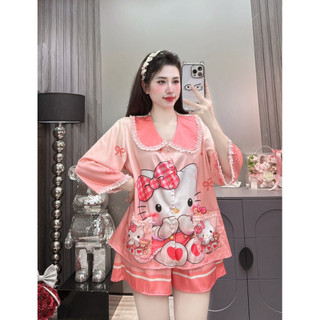 Đồ Bộ Pijama Lụa LaTin Tơ Tằm Ren Hoạ Tiết Thiết Kế Nữ (Có Túi Quần 40kg-60kg)