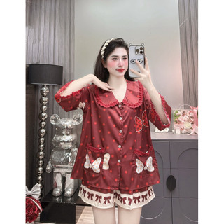 Đồ Bộ Pijama Lụa LaTin Tơ Tằm Ren Hoạ Tiết Thiết Kế Nữ (Có Túi Quần 40kg-60kg)